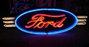 Vintage Original Ford Neon Porcelain Sign